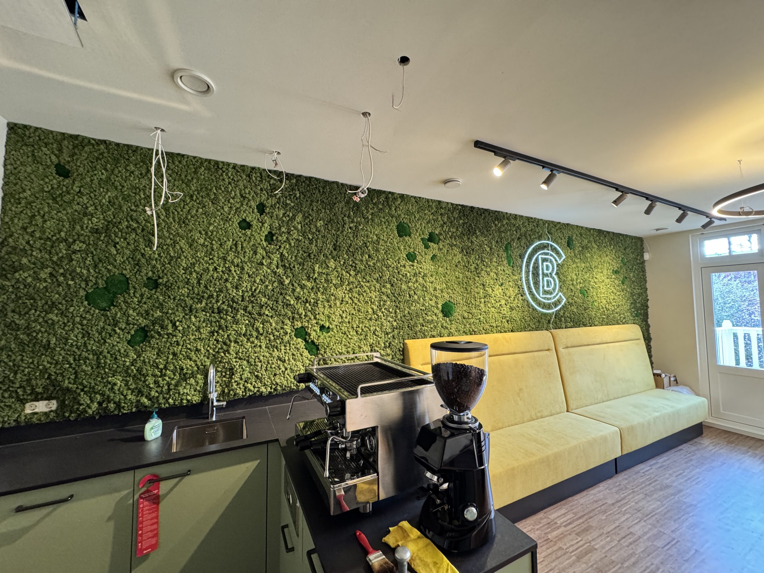 Plaatsing van de Moswand